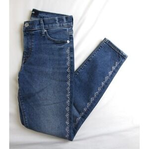 Express Jeans Ankle Legging Mid Rise Sequins Trim Size Women's 2R